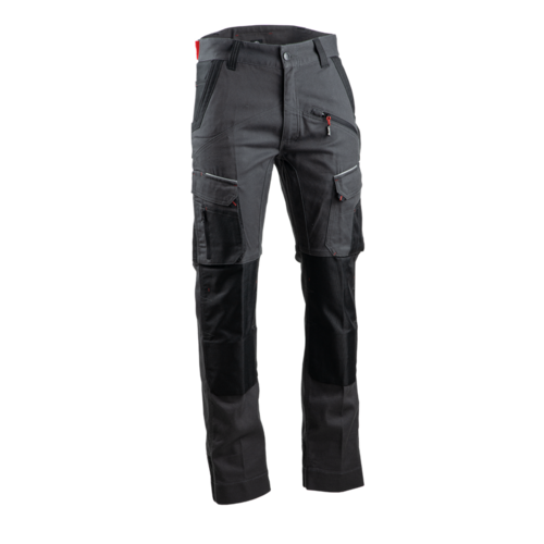 PANTALON COSMOS GRIS/NOIR MULTIPOCHES STRETCH + POCHE GENOUX