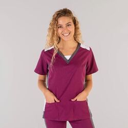 TUNIQUE FEMME LETICIA MC COL V MICROFIBRE 95% PES 5% ELAS 170GR REF.662400