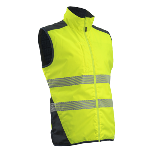 GILET YORU HV JAUNE/MARINE REVERSIBLE 100% POLYESTER 200GR REF.5YOR160