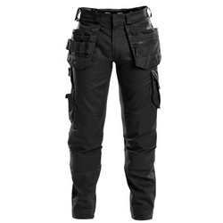 PANTALON FLUX NOIR STRETCH MULTIPOCHES POCHES GENOUX EN14401