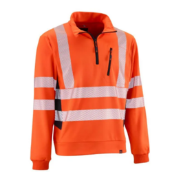 SWEAT CARPATOS HV EN471 COL CAMIONNEUR ORANGE HV BANDES SEGMENTEES R&eacute;f.HVS790OR