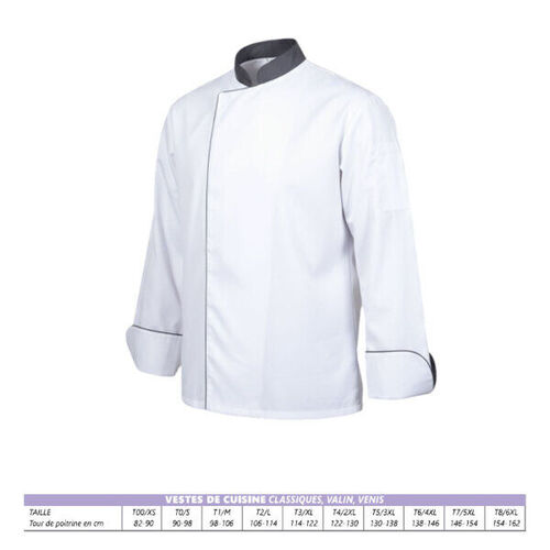 VESTE DE CUISINE MIXTE ML VENIS BLANC GRIS FONCE PC 200GR