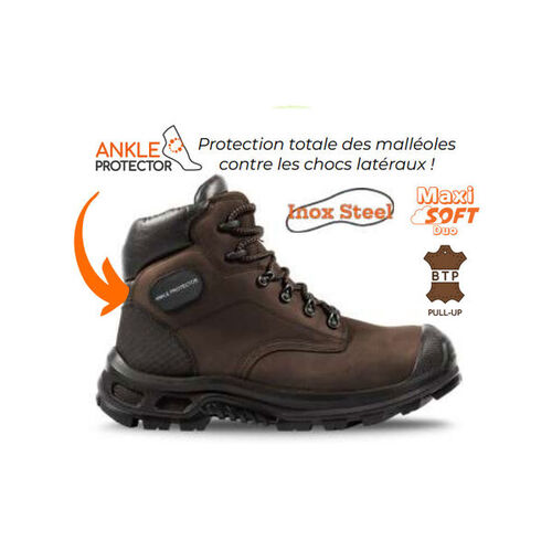 CHAUSSURE DE SECU HAUTE ESD S3 AN SC CI LG FO SR PROTECTION MALLEOLES REF E-BAT