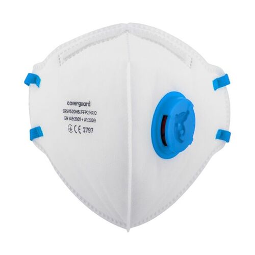 MASQUE A VALVE FFP2 PLIABLE A LA VERTICALE AVEC SOUPAPE BOITE DE 10 REF 6RSV520